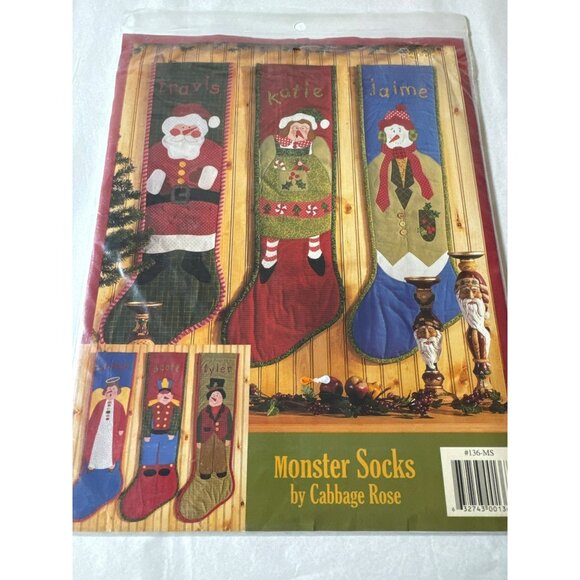 Monster Socks Pattern Kit By Cabbage Rose For Christmas Stockings - Picture 1 of 4
